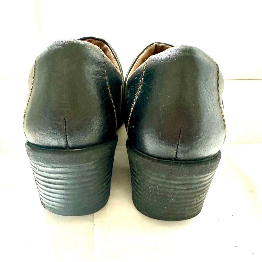 WOMENS BORN BLACK LEATHER SLIP ON CLOGS SHOES SZ US 7.5 - Picture 3 of 8